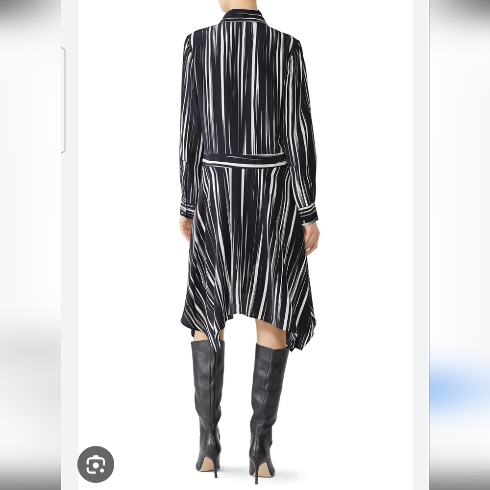 Nicole Miller Black and White Barcode Striped Shirt Dress. Size XL - Picture 4 of 16
